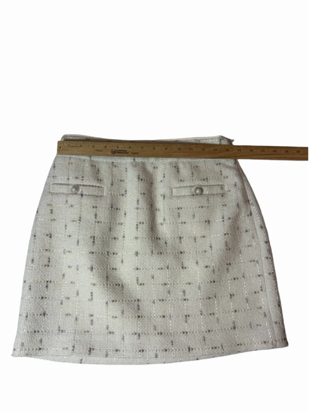 Assignment Womens M Ivory Metallic Tweed Mini Skirt Wool Blend Lined
